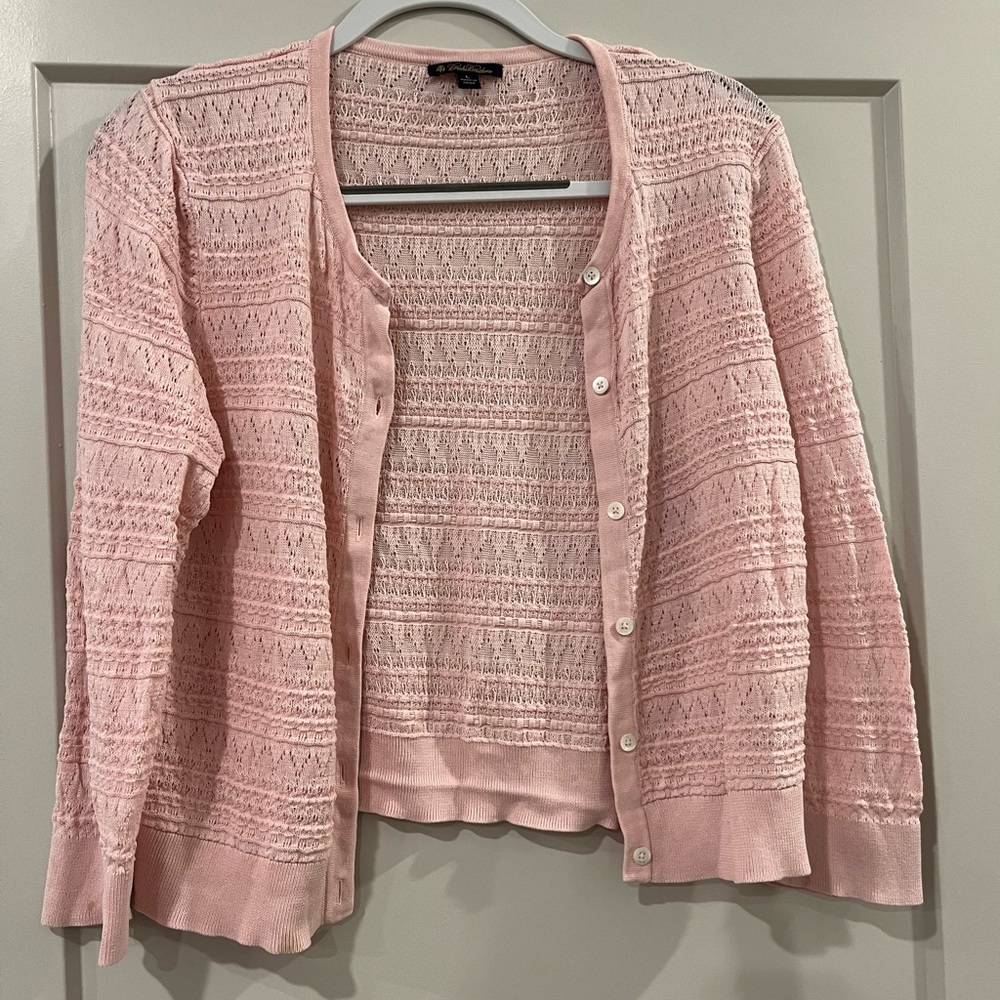 Brooks Brothers Pink Knit Button Up Sweater